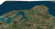 3D terrain model of Denmark created from GIS datasets