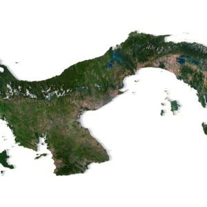 High-resolution elevation map of Panama with contour lines