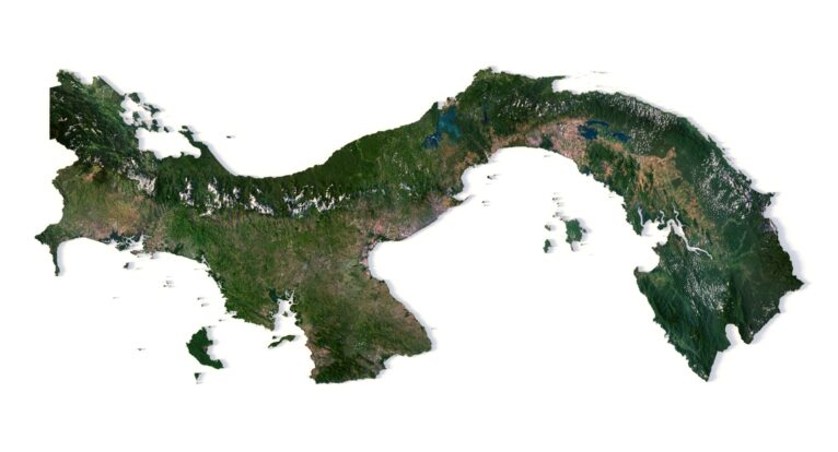High-resolution elevation map of Panama with contour lines