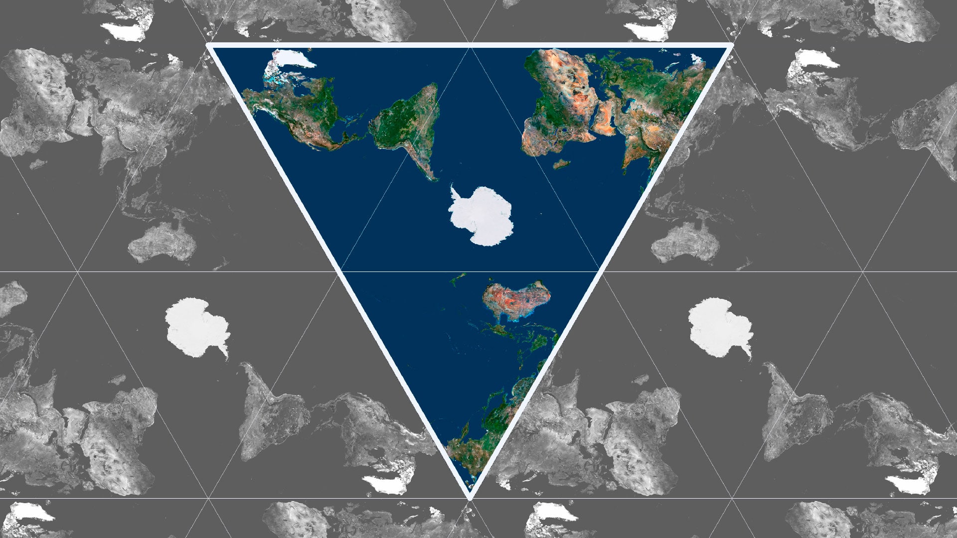Creative triangular layout using seamless AuthaGraph tiles