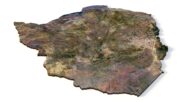 Artistic angled view of 3D model of Zimbabwe used in academic and creative work.
