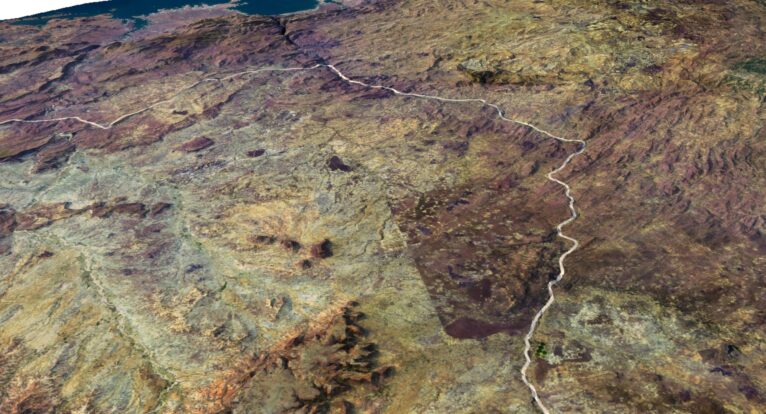 Close-up render of Zimbabwe 3D model showing geographical accuracy.