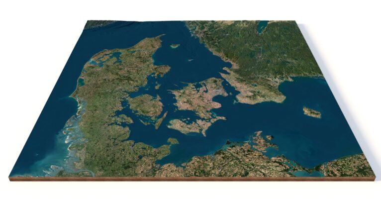 Terrain analysis demonstration using 3D model of Denmark