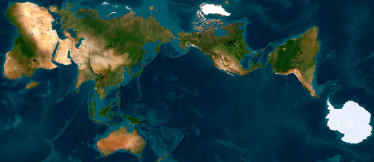 Close-up showing spatial accuracy of the AuthaGraph projection