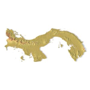 3D terrain model of Panama in STL format, front view
