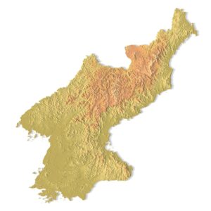 3D terrain model of North Korea in STL format, front view