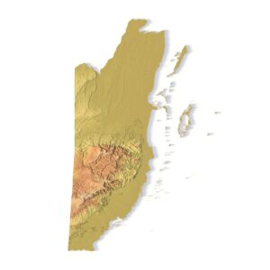 3D terrain model of Belize in STL format, front view