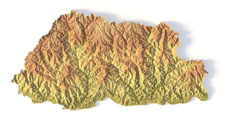 STL file of Bhutan map for CNC and 3D printing