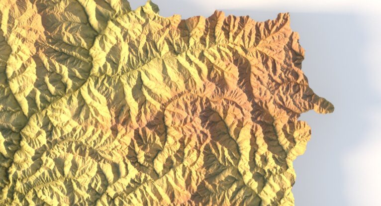 Digital elevation terrain of Bhutan in STL format