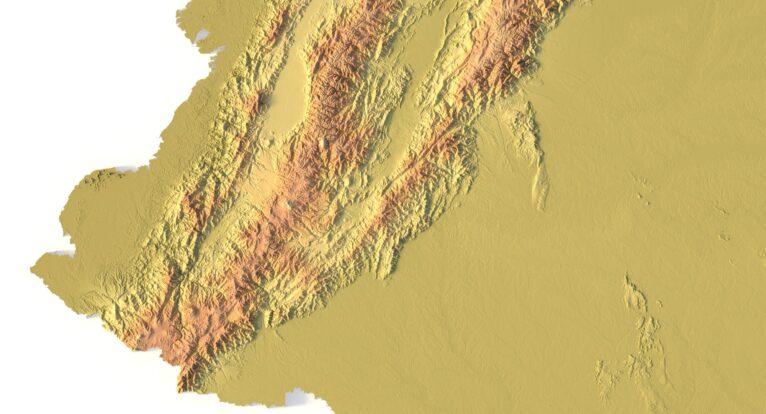 Digital elevation terrain of Colombia in STL format