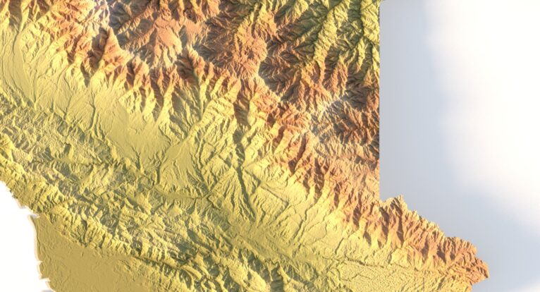Close-up of Costa Rican rainforest terrain in STL model