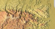 Close-up of Maya Mountains terrain in STL model