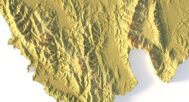 Close-up of Panama’s terrain in STL model