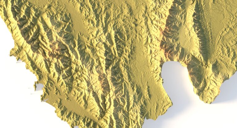 Close-up of Panama’s terrain in STL model