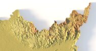 Close-up of Cambodia’s mountains in STL model