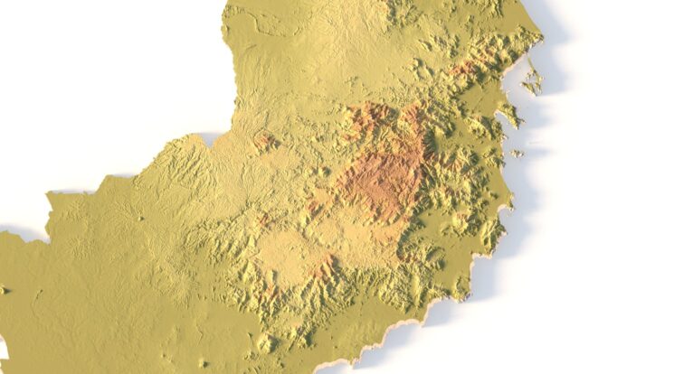 Close-up of Vietnam’s mountainous terrain in STL model