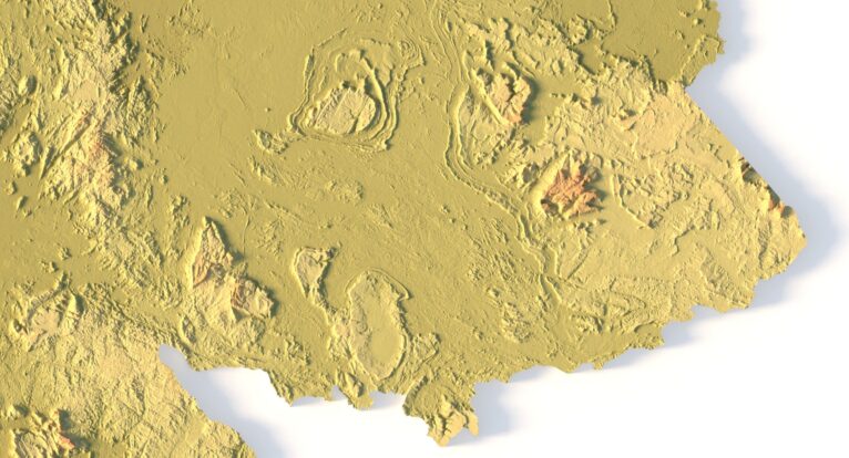 Close-up of Venezuelan Andes and Angel Falls in STL model