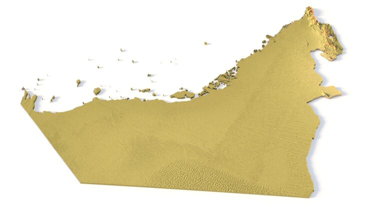 Isometric view of UAE’s 3D terrain STL map