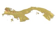 Isometric view of Panama’s 3D terrain STL map