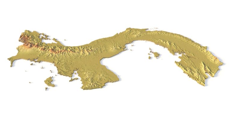 Isometric view of Panama’s 3D terrain STL map