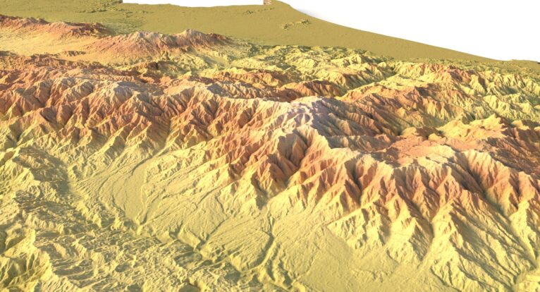 Side view of Costa Rica’s detailed STL terrain model