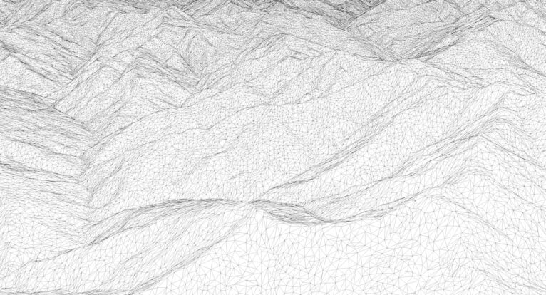Wireframe view of the Bhutan STL terrain model