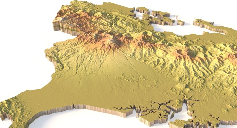 Side view of Panama’s detailed STL terrain model