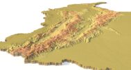 Side view of Colombia’s detailed STL terrain model