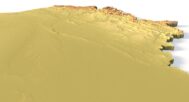 Side view of Iraq’s detailed STL terrain model