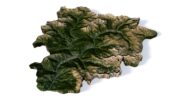 3D model Andorra — detailed relief render for visualization and poster print
