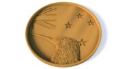 Circular 3D printable New Zealand flag medallion