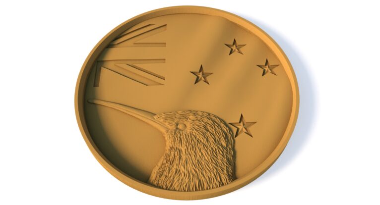 Circular 3D printable New Zealand flag medallion