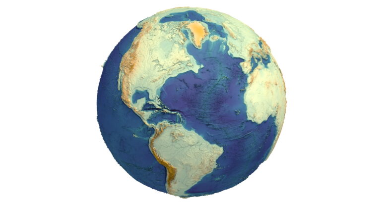Earth topography STL model with rivers and realistic relief