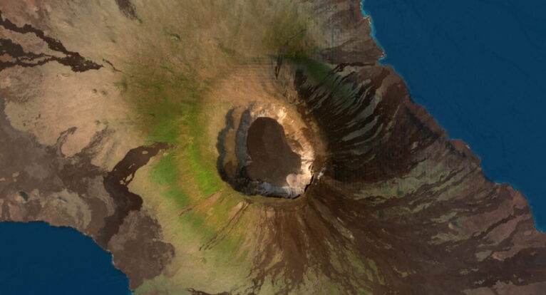 Full area coverage of Galapagos Islands 3D terrain model with textures