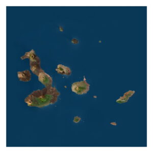 Galapagos Islands satellite texture on 3D terrain model