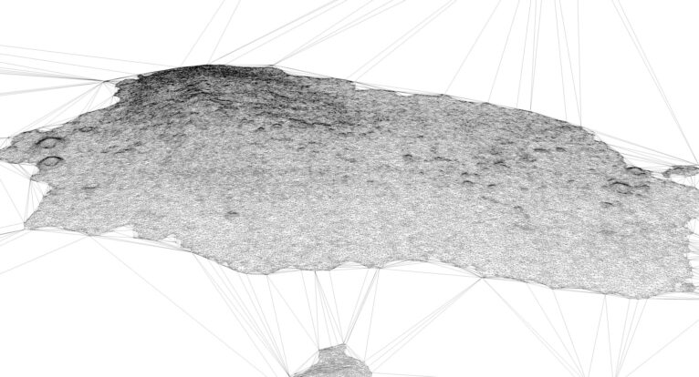 Optimized polygon mesh wireframe of Galapagos Islands 3D model OBJ